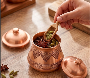 Handmade Triple Decorative Stainless Steel Spice Container Engraved Antique Canister For Kitchenware Storage And Organization - Product Image 2