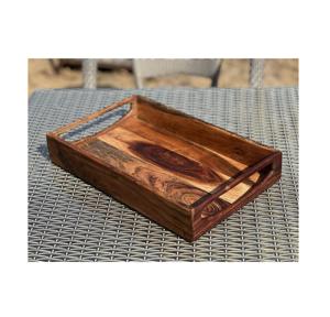 Plateau en bois d'acacia, nouveau design, vente directe d'usine, plateau rectangulaire en bois pour servir les fruits, plateau de rangement, qualité supérieure - Product Image 1