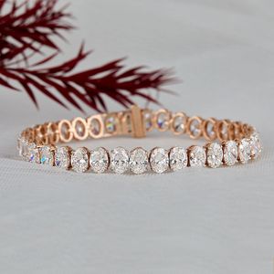 Premium oval moissanite tennis bracelet 7 inch 925 sterling <b>silver</b> 10k 14k 18k gold platinum classic prong setting - Product Image 3