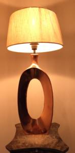 Lámpara de metal decorativa para sala de estar, soporte de lámpara ovalado creativo, bombillas halógenas y LED, luz blanca cálida, tela de lino minimalista - Product Image 2