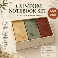 LABON Trio de carnets A5 personnalisés : Matin, Après-midi, Soir, avec couverture rigide en tissu, boîte cadeau tiroir et ruban doré