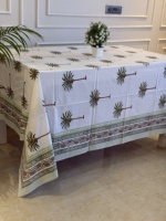 Nappe en coton faite main à motif floral palmier imprimé, personnalisable, élégante, romantique, écologique, lavable, pour fêtes