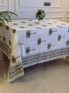 Pam Tree Block Print <b>Tablecloth</b>, Elegant <b>Tablecloths</b> Romantic Floral Pattern Brightly Printed <b>Tablecloth</b> Party Garden DecorCloth - Product Image 4