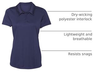 <b>Women's</b> <b>Navy</b> Blue Short Sleeve Breathable Golf for Shirt Casual Solid Canvas Eco-Friendly High Quality Sport <b>Top</b> Front Logo - Product Image 2