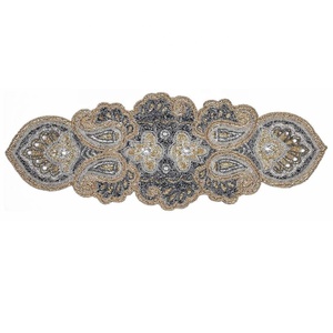 Handcrafted Glass Beaded Modern Floral <b>Table</b> <b>Runner</b> Elegant Dining <b>Table</b> Centerpiece Wedding Parties Thanksgiving Christmas - Product Image 2