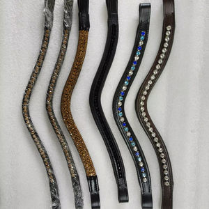 Frontal en cuir véritable pour tous les types de bridons en cuir, personnalisable avec couverture pour licol de cheval - Product Image 1