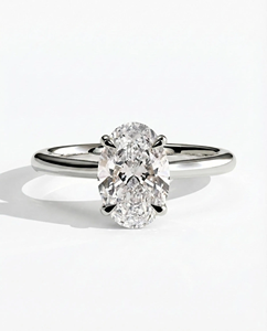 Bague de fiançailles en platine avec diamant ovale de 3 carats, classique pour femme, certifié GIA, couleur D naturelle, clarté VVS2 - Product Image 2
