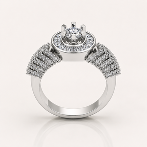 Anillo de Compromiso Clásico con Halo de Diamantes Cultivados en Laboratorio, Chapado en Rodio, Oro Blanco, Certificado IGI, Banda Brillante con Pavé para Propuesta de Matrimonio - Product Image 3