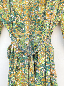 Robe veste en soie vintage faite à la main, style bohème indien vert, de haute qualité, respirante pour la vie quotidienne, automne, été, printemps - Product Image 2