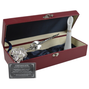 Rosa Real Bañada en Plata con Florero de Cerámica, Empaque en Caja de Cuero de Lujo, el Mejor Regalo de Graduación, Pascua, San Valentín, Estilo Natural - Product Image 5