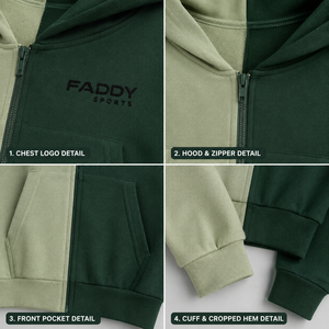 Sudadera corta con cremallera de dos tonos y bloques de color personalizada al por mayor para mujer, de forro polar, para gimnasio, ropa deportiva, estilo urbano, con patchwork - Product Image 6