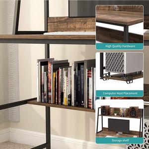 Scrivania Moderna Mecor da 47 Pollici con Scaffali, Robusta Scrivania in Legno con Libreria per Ufficio Domestico - Product Image 5