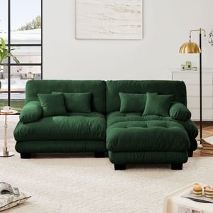 Divano Sezionale a 2 Posti in Ciniglia Cloud Couch con 2 Cuscini Lombari e 2 Cuscini Decorativi, Ampio e Imbottito per Soggiorno - Product Image 3