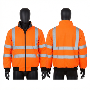 Veste en cuir noire réfléchissante à capuche en toile de polyester lavée 300 GSM très résistante avec panneau arrière en X et boutons personnalisés, service OEM - Product Image 4