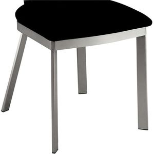 Set di 2 Sedie da Pranzo Contemporanee con Telaio in Metallo Argento, Seduta in Microfibra Nera, Schienale Ovale, Finitura Satinata e Verniciatura a Polvere per Sala da Pranzo - Product Image 6