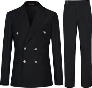 Traje de Negocios para Hombre, Estilo Británico, Negro, de Viscosa/Poliéster, Cuello de Solapa, Antiarrugas, Ropa Formal - Product Image 1