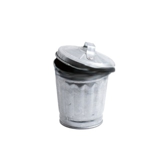 Corbeille à déchets en métal galvanisé faite à la main, tendance et écologique, portable, pour intérieur et extérieur, panier de rangement rond de haute qualité - Product Image 1
