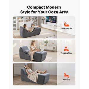 Moderna Chaise Longue Ergonomica in Schiuma Curva Senza Struttura per Interni, Sedia per Yoga e Massaggi per Stretching - Product Image 6