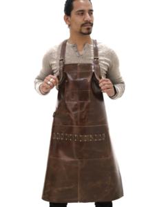High Quality Leather <b>Work</b> Restaurants Workshop <b>Apron</b> With Leather Pockets Kitchen Cooking <b>Apron</b> Barber Bbq - Product Image 5