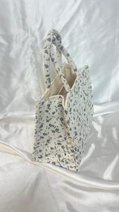 White Solid <b>Foldable</b> Mini Cotton Tote <b>Bag</b> with Shoulder Handle-Sunder Devi - Product Image 2