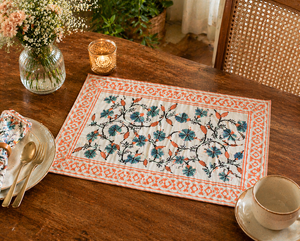 Ensemble de sets de table vintage à fleurs roses, 100% coton, sets de table durables, décoration de table, qualité d'exportation, chef-d'œuvre fait main - Product Image 6