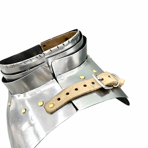 Armadura de Cuello Medieval Hecha a Mano de Acero Pulido para Caballero, con Correas de Cuero Ajustables, Protector Funcional para Halloween - Product Image 2