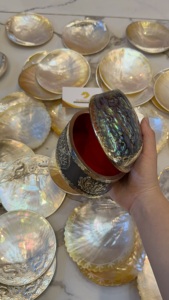 Vintage Seashell Brass Jewelry Box <b>Abalone</b> <b>Shell</b> Trinket Storage, Bronze Jewelry Organizer Ancient-Style Home Decor Seashell Box - Product Image 6