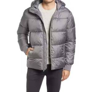 Chaqueta Acolchada Gris para Hombre con Cuello Alto, Cierre Frontal, Casual, Resistente al Viento, para Invierno, con Relleno de Poliéster, Secado Rápido y Transpirable - Product Image 1