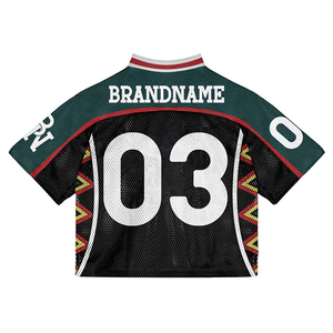 Maillot de football personnalisé à sublimation, col en V, coupe oversize, style vintage streetwear hip-hop, t-shirt ample pour homme - Product Image 2