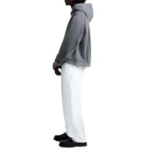 Sweat à capuche personnalisé avec logo, double fermeture éclair, effet délavé, haute qualité, 100% coton, molleton French Terry, sweat à capuche court pour homme - Product Image 5