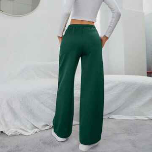 Women Casual High <b>Waist</b> Joggers Loose Fit Straight Leg Cotton <b>Trousers</b> <b>Elastic</b> <b>Waist</b> Drawstring Solid Color Pants Sportswear - Product Image 2
