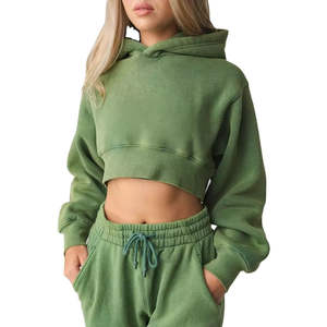 Sweat-shirt à capuche surdimensionné personnalisé avec logo de haute qualité, dernier design, pour femmes, crop top - Product Image 1