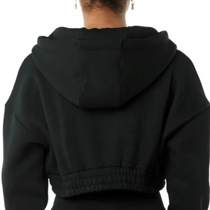 Hoodies personnalisés pour femmes, style streetwear, couleur unie, effet délavé, en coton molletonné, coupe oversize, respirants, anti-plis, OEM en gros - Product Image 3