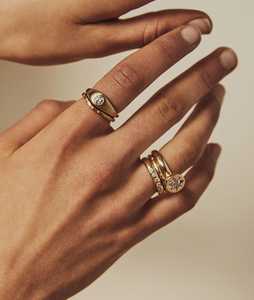 Diamond Engagement <b>Ring</b> Bezel Set 7mm Wide <b>Dome</b> Dainty Minimalist Round Lab Grown Solitaire Signet Bands Jewelry 14K Solid Gold - Product Image 2