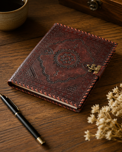 Wholesale Handmade Designer Lockable Side Stitching Indian High Quality Business Leather Dark Brown DNA Group File Folder - Product Image 1