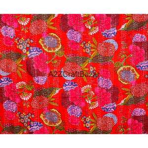 Couette Kantha indienne écologique 100 % coton biologique, faite à la main, vintage, brodée, réversible, taille double, pour la maison, utilisable toute l'année - Product Image 2