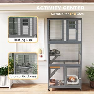 Lussuoso e Ampio Condo per Gatti, Scala/Torre di Arrampicata/Casa per Animali Domestici Eco-Friendly, Design Moderno Classico Solido per Ufficio, Idea Regalo di Natale - Product Image 4