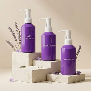 Wholesale Body Lotion <b>Bottle</b> Round PET 150ml Purple Plastic <b>Bottle</b> with <b>Pump</b> for Skincare Cosmetic Packaging Vietnam Manufacture - Product Image 1