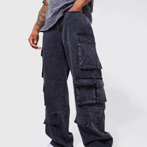 Pantalones Vaqueros Cargo de Mezclilla para Hombre de Alta Calidad, con Logotipo Personalizado, Moda Urbana para Invierno y Verano, Azul, Corte Slim, OEM - Product Image 4
