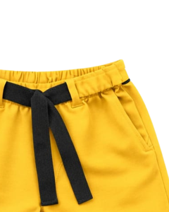Ensemble décontracté d'été pour homme : débardeur noir sans manches et short jaune en coton, avec cordon de serrage contrastant, deux pièces tendance - Product Image 6