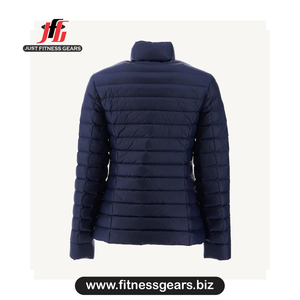 Veste matelassée blanche pour femme, col montant, fermeture éclair, vêtement d'hiver, veste matelassée à manches longues pour femme - Product Image 3