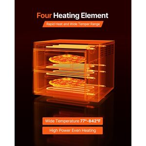 Forno Elettrico per Pizza a Doppio Ripiano da 18 Pollici, Attrezzatura Commerciale da Banco per Panifici, con Temperatura Massima 842°F, Termometro e Funzione Pizza Maker - Product Image 3