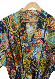 Bata Kimono de Algodón Suave y Transpirable con Estampado de Dibujos Animados Naaz Textile para Mujer, Camisón de Verano Hecho a Mano ODM con Cuello en V y Cintura Elástica - Product Image 2