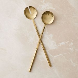 Juego de servidores de ensalada modernos de acero inoxidable con mango largo para voltear y servir fácilmente en tazones grandes - Product Image 4