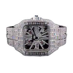 นาฬิกาบาแกตต์สุดหรูของสะสมสไตล์ฮิปฮอปโมอิสซาไนท์สุดหรูของขวัญสำหรับเขานาฬิกาโครงกระดูกควอตซ์ซื้อได้เป็นจำนวนมาก - Product Image 1