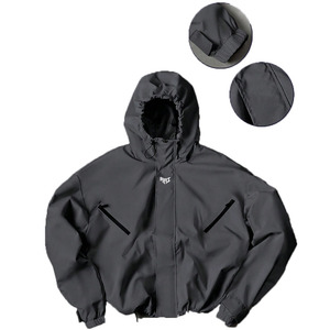 Nouvelle conception de veste coupe-vent imperméable personnalisée pour l'extérieur, avec demi-fermeture éclair et capuche, en polyester et nylon, pour moto, randonnée, veste décontractée pour hommes - Product Image 3