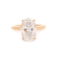 Bague de fiançailles cathédrale à halo caché à 4 griffes avec diamant ovale de 3 carats et demi-bague éternité à griffes partagées, diamant certifié IGI