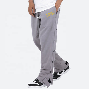 Pantalones Deportivos de Pierna Ancha con Botones Laterales de Algodón Personalizados para Hombre, con Detalle de Botones Laterales, Cintura Elástica, Casuales - Product Image 2