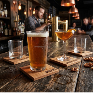 AG Elements - Posavasos Cuadrados Modernos de Madera de Mango Grabados y Ecológicos, 4x4 Pulgadas, Hechos a Mano, Resistentes al Calor y Antideslizantes para Bebidas - Product Image 2