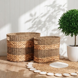 SWIRLED BELT Eco-Friendly Seagrass & Hyacinth Multifunctional Storage Basket Laundry <b>Hamper</b> - Product Image 5